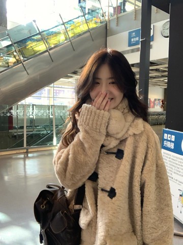 韓系翻領甜美溫柔奶fufu羊羔毛外套女皮毛一體毛絨絨大衣秋冬加厚【雲木雜貨】