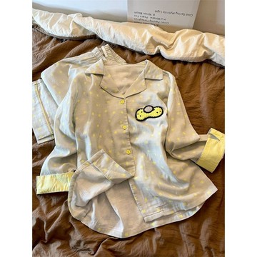 ♡ 𝑪𝒉𝒊𝒄 𝒖 ♡可愛卡通酷貓波點睡衣女秋季新款長袖長褲甜美宅家居服套裝外穿