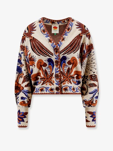 Viscose blend cardigan with perforated details - FARM RIO - gender_Woman