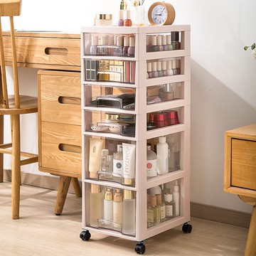 化妝品收納柜桌面大容量護膚品收納盒可移動抽屜式多層落地置物架