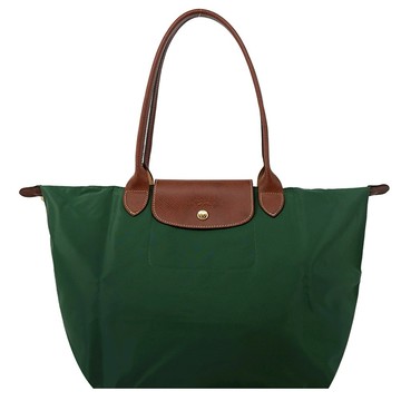 [平輸版]LONGCHAMP LE PLIAGE系列長把再生尼龍摺疊水餃包(大/英式綠)真品平輸