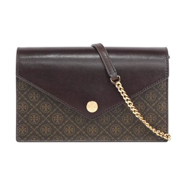 TORY BURCH T Monogram 標誌帆布信封式斜背包WOC(深棕色)
