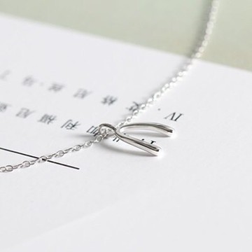 925純銀項鍊許願骨吊墜-韓版熱銷簡約百搭女配件73qr33【獨家進口】【米蘭精品】