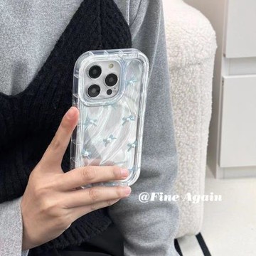 羽紗滿屏藍色蝴蝶結立體小珍珠適用三星a55手機殼硅膠s24ultra/s23fe女款s20/a54防摔note20/a24/a25/a15/a14