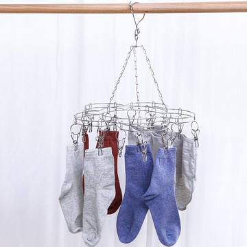 不銹鋼多夾子曬晾襪子衣架家用多功能兒童晾衣架小衣架防風衣架子