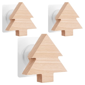小麥購物 實木掛鉤  樹木 淺褐色  3個