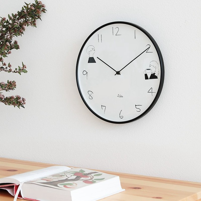 掛け時計 電波時計 おしゃれ 北欧 友澤健太郎 イラスト 手書き かわいい ナチュラル シンプル カフェ風 壁時計 壁掛け時計 新築祝い Fika Boy Girl 通販 Lineポイント最大0 5 Get Lineショッピング
