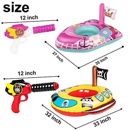 Pack Toddler Pool Floats with Squirt Gun, Inflatable Pool Toys for Kids,