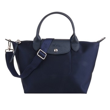 LONGCHAMP  Le Pliage Neo 尼龍短把寬帶水餃包(海軍藍)S