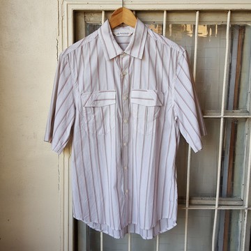 復古寬鬆 雙袋短袖 休閒襯衫 男