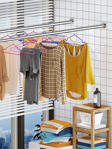 免打孔伸縮桿窗簾桿臥室浴簾桿子晾衣架免安裝支撐桿升縮掛晾衣桿