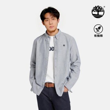 Timberland官方旗艦 男款灰色牛津長袖襯衫|A2ARQB68