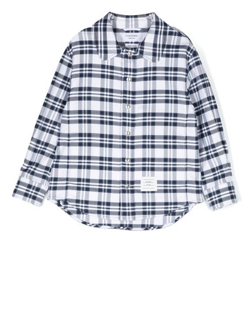 Thom Browne Kids - check-print shirt - kids - Cotton - 12 yrs - Blue