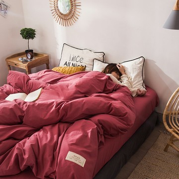 純棉水洗棉被罩單件1.5單雙人學生宿舍1.8x2.0米日式純色全棉被套