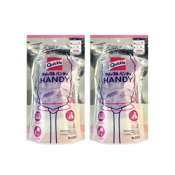 (2袋超值組)日本KAO花王-Quickle握把式除塵撢清潔組(握把1支+撢頭1支+撢布1入)/袋-紫色(雙面毛絨吸塵,車內去灰塵,替換式手持清塵掃)