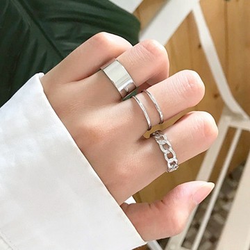 韓系 玩味設計-三件組 戒指 開口可調整 台灣當天出貨 尾戒飾品 戒指女 金戒指 情侶戒指 閨蜜 手飾 食指戒 F724