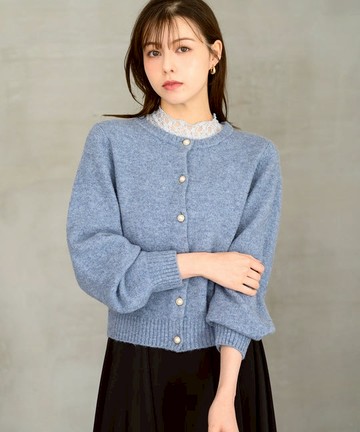 蓬鬆混色開襟衫(MM448404)