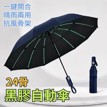 24骨黑膠自動傘 摺疊傘 黑膠防曬自動傘 UV傘 折疊傘 大雨傘 黑膠傘 遮陽傘 自動雨傘 晴雨傘777