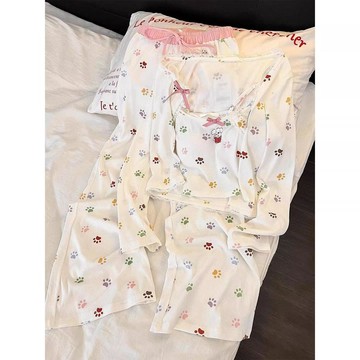 ♡ 𝑪𝒉𝒊𝒄 𝒖 ♡甜美少女可愛印花吊帶睡衣女春夏季舒適開衫長褲家居服套裝可外穿