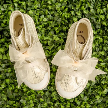 Taffy金色亮片小高筒蝴蝶結球鞋