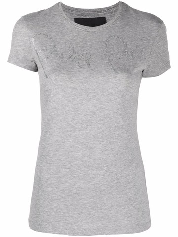 Philipp Plein - round neck short-sleeved T-shirt - women - Cotton/glass/Polyester - M - Grey