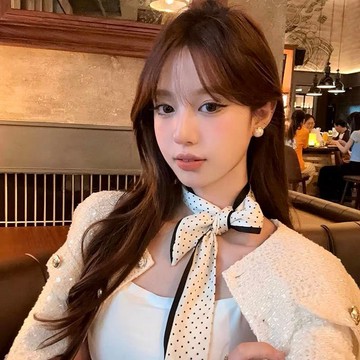 爆款直降價 髮帶頭飾 髮飾 髮繩 髮帶 髮束  繆系少女~韓系氣質白色波點飄帶絲巾髮帶女綁發圍脖氛圍感發飾