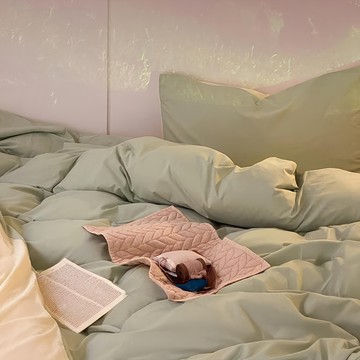 夢之語 柔舒棉加大床包兩用被組  床包 + 兩用被套  加大  綠葉方舟