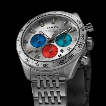 TIMEX 天美時  Waterbury  41 毫米多色子錶盤不鏽鋼計時碼錶(銀 TXTW2V42400)