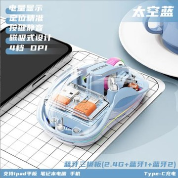 新款M333無線藍牙透明鼠標充電七彩呼吸燈平板電腦筆記本樹雙模鼠