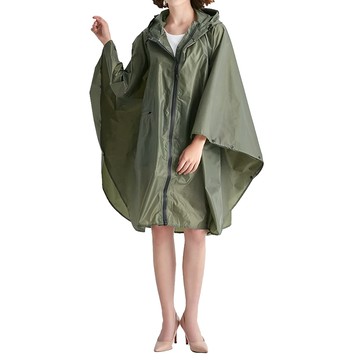 加寬款 素面前開式斗篷雨衣 F0592 360g  軍綠色  XL(160~180cm)