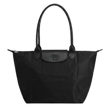 LONGCHAMP LE PLIAGE ONE系列長把尼龍單色摺疊水餃包(大/黑)