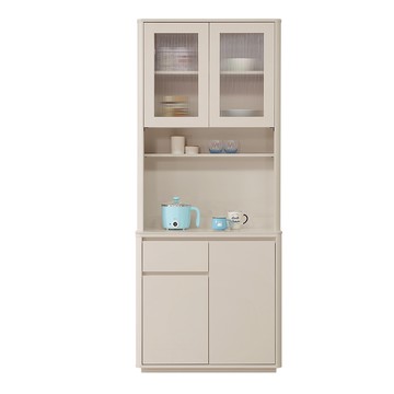 直人木業-UL莫蘭迪奶油風亮面陶板上下櫥櫃組82公分