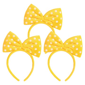 可愛圓點蝴蝶結髮帶  黃色  3個