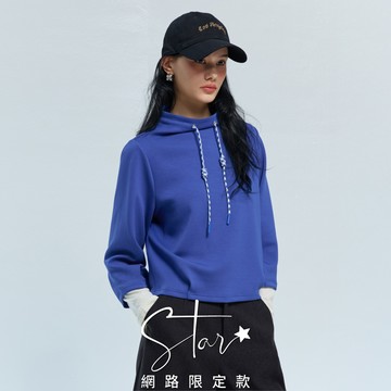 STAR 小立領造型抽繩空氣棉七分袖上衣