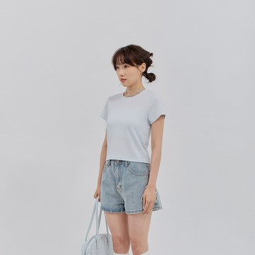 QUEENSHOP_S 女裝 短袖 素面緹花合身彈性短版上衣 四色售 現+預 【01099821】
