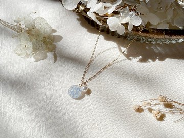 莫蘭迪色系  灰藍 碎花 圓款 14kgf美國包金/注金 調節式鎖骨鍊