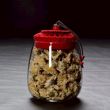 陶生活 軟木塞玻璃茶葉罐 密封儲茶罐透明干果儲存罐雜糧罐子1入