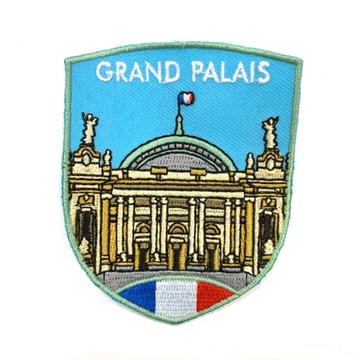 DIY刺繡徽章 法國 巴黎大皇宮 燙布貼 刺繡袖標 地標電繡刺繡徽章 胸章 立體繡貼 裝飾貼 繡片貼 燙布貼紙 _廠商直送