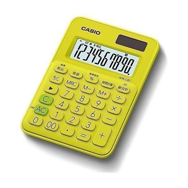 カシオ MW-C8C-YG-N カラフル電卓 ライムグリーン 10桁 ミニミニジャストタイプ