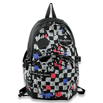 BODYSAC-黑色印花後背包 (b604)