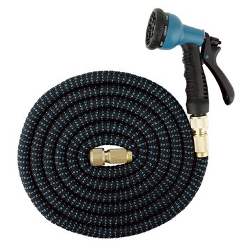 FAmILyLIFE 生活 正宗第七代防爆高壓彈力伸縮水管 (水槍 + 氣密式轉接頭 + 水管) 10m 600g  條紋藍  1個