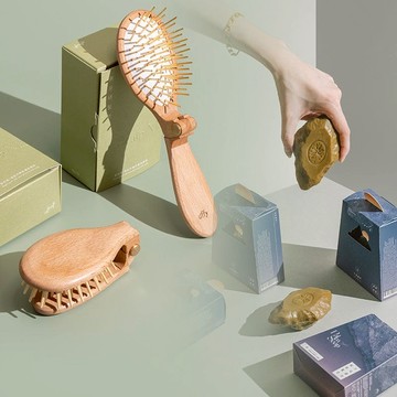 熱賣組合｜旋木梳-遠紅外線折疊按摩梳+棕梠髮皂 金針