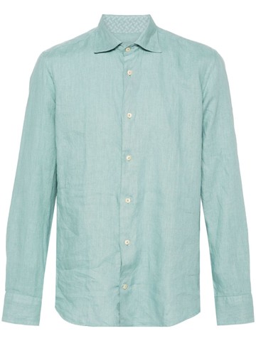 Drumohr - poplin linen shirt - men - Linen/Flax - S - Green