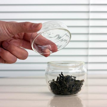 日式玻璃醒茶罐 透明非密封紅茶普洱茶罐小茶倉功夫茶具茶道擺件