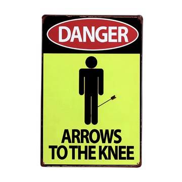 OPUS LOFT 純真年代 仿舊鐵皮畫 創意擺飾 DANGER Arrows to the Knee 膝蓋中箭  30 x 20 x 0.1cm
