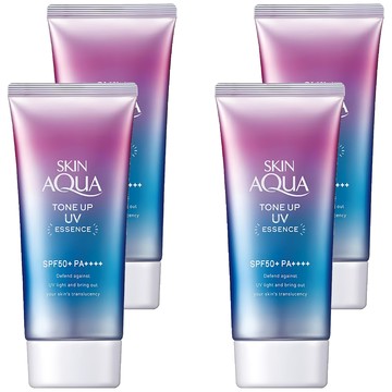SKIN AQuA 水潤肌 台灣公司貨 柔光透亮防曬飾底凝露 SPF50+ PA++++ 薰衣草紫  70g  4瓶