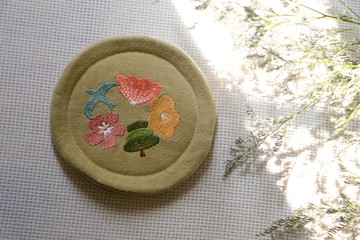 原胚色/杯墊/刺繡款/自家繪製電繡/如果三巷