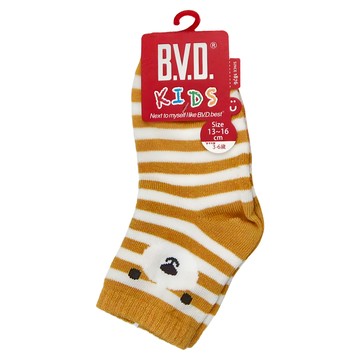 B.V.D. 兒童款 熊熊1/2襪 6雙  13~16cm  黃色