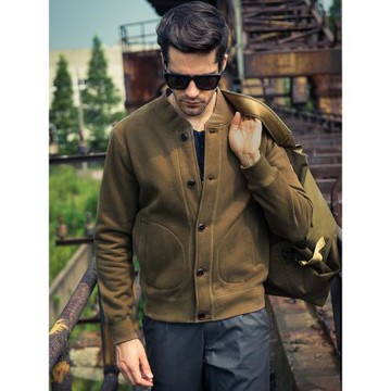 開衫衛衣男 老式棒球服 中老年加絨加厚美式復古品牌男裝絨衣外套