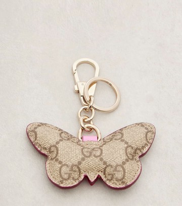 Gucci GG leather-trimmed coated canvas bag charm